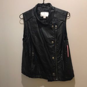 NWT Black pleather vest